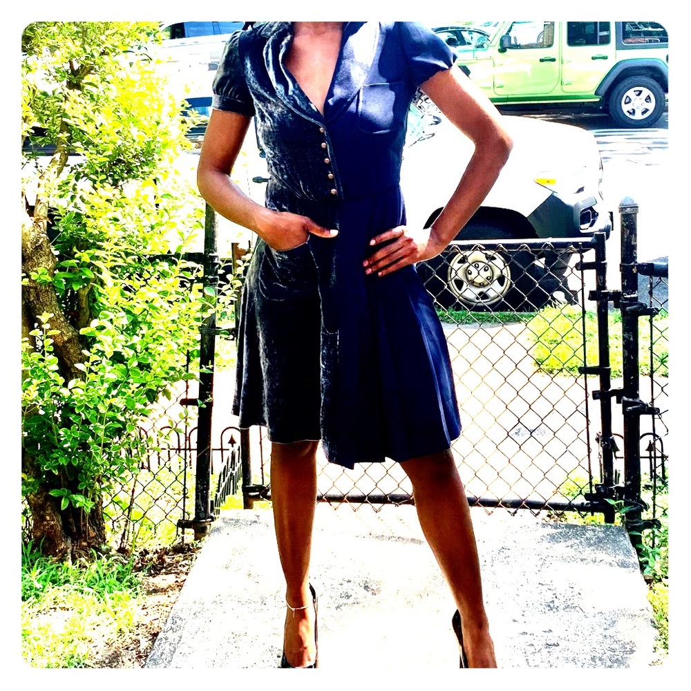 0099 Vintage Moschino Navy Blue Dress